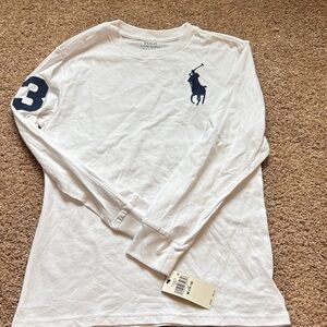 Polo by Ralph Lauren White and Navy Long Sleeve Tee